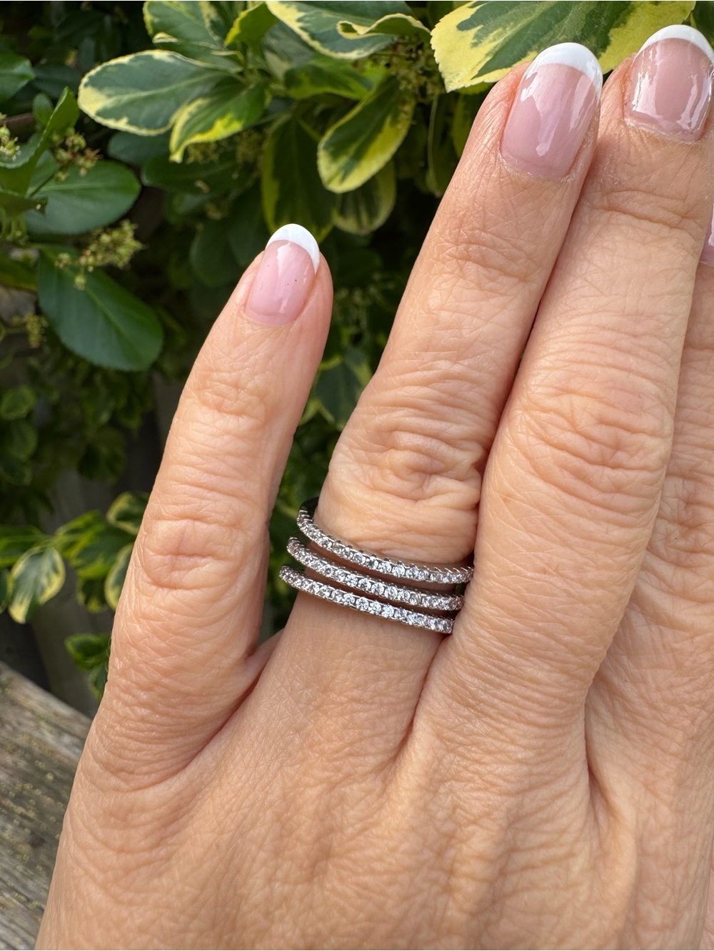 JCM Triple-Band Diamond CZ Ring in Silver over Brass - Women’s Costume Jewelry